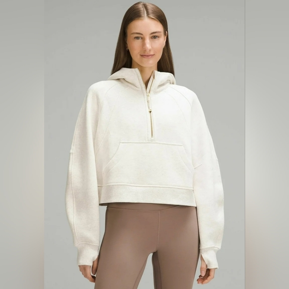 lululemon athletica Tops - NWT Lululemon Scuba Oversized Half Zip Hoodie Heathered Bone/Gold M/L